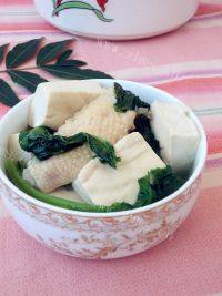 自制鸡汤豆腐小白菜