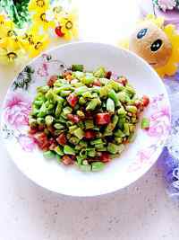 家常菜腊肠炒豆角
