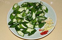 家常菜秋葵虾仁做法图解2)