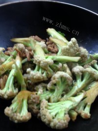 家常菜有机花菜炒肉片做法图解9)