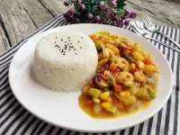 鲜虾杂蔬咖喱饭做法图解12)