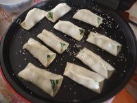 美味的韭菜鲜肉锅贴做法图解13)