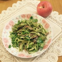 贡菜炒肉丝做法图解7)