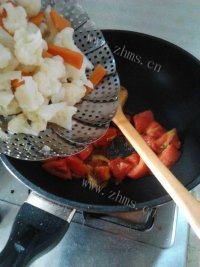 家常菜西红柿炒花菜做法图解7)