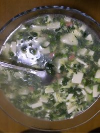 好吃的荠菜豆腐羹做法图解4)
