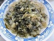 家常菜咸菜炒百叶做法图解2)