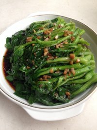 蒜香浇汁蒜粒青菜苔做法图解10)