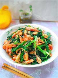 家常菜韭菜炒小河虾