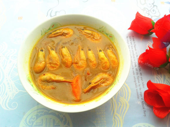 健康美食之咖喱虾