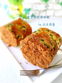 自制香葱肉松面包卷做法图解13)