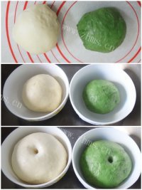 甜蜜双色抹茶蜜豆面包做法图解3)