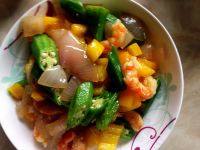 家常菜秋葵炒虾仁