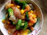 家常菜秋葵炒虾仁