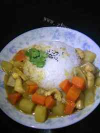 美味的咖喱鸡肉饭