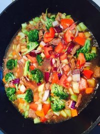 家常七彩蔬菜炖牛肉做法图解5)