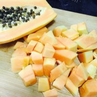 美味的木瓜炖牛奶的做法图解二