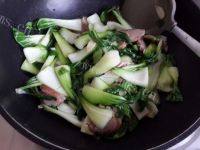 油菜炒肉自制做法图解6)