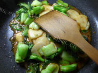 美味的牛肉酱菜芯炒年糕做法图解9)
