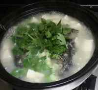 好喝的香菜豆腐鱼头汤做法图解5)