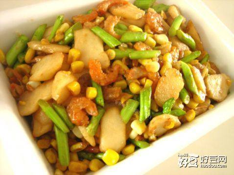 虾仁玉米炒芦笋