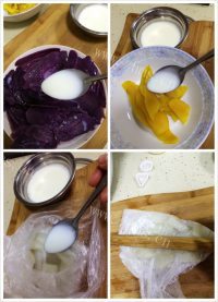 香甜桂花蜜汁山药红薯紫薯做法图解3)