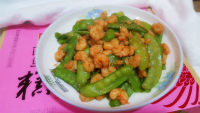 家常菜虾仁炒荷兰豆