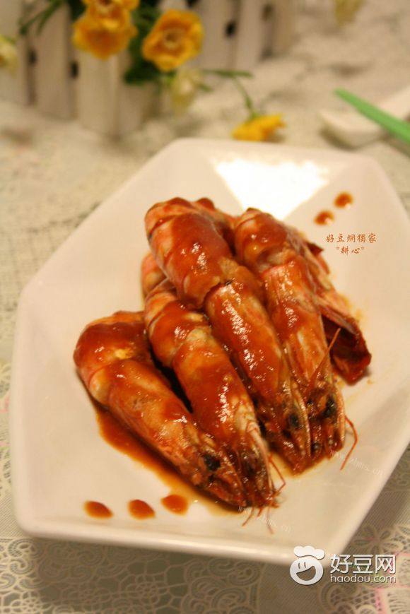 原味番茄汁炒九节虾