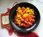 家常菜豆干肉丁炒毛豆做法图解3)
