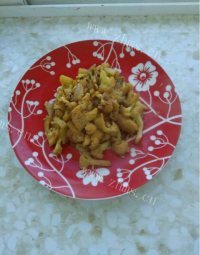 肉炒菜花做法图解4)