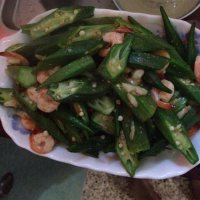 家常菜秋葵炒虾仁
