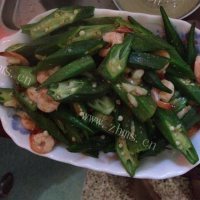 家常菜秋葵炒虾仁