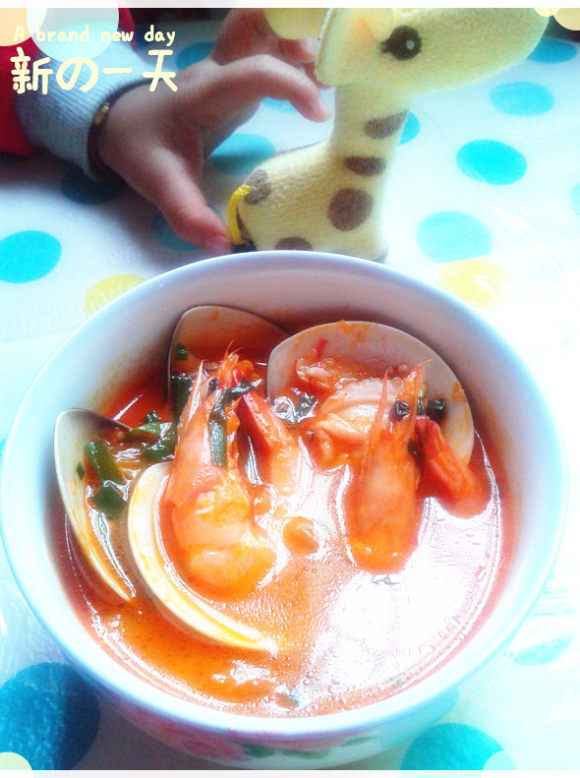 辣白菜海鲜豆腐锅