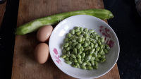 美味的丝瓜毛豆子炒蛋做法图解1)
