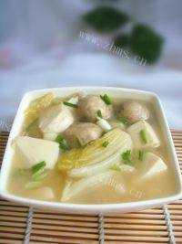 自制鸡汤豆腐小白菜