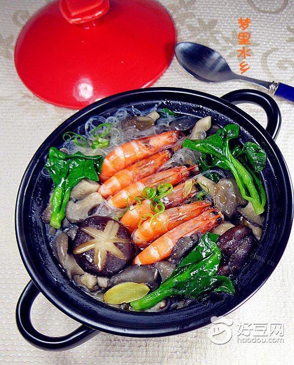 鲜虾蘑菇粉丝煲
