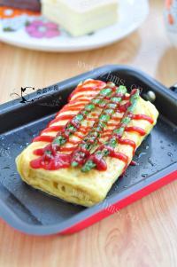 美味的芦笋厚蛋烧做法图解10)