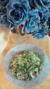 家常菜包菜炒肉丝