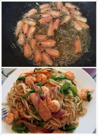 美味的海鲜炒面