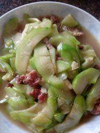 家常菜丝瓜炒肉片