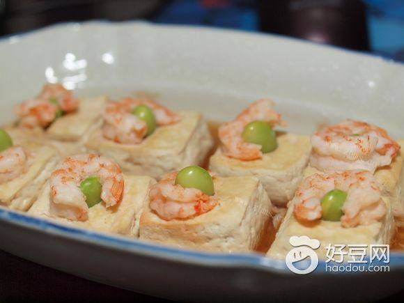 鲜虾蒸豆腐
