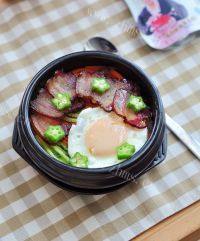 手工制作的腊肉石锅拌饭做法图解6)