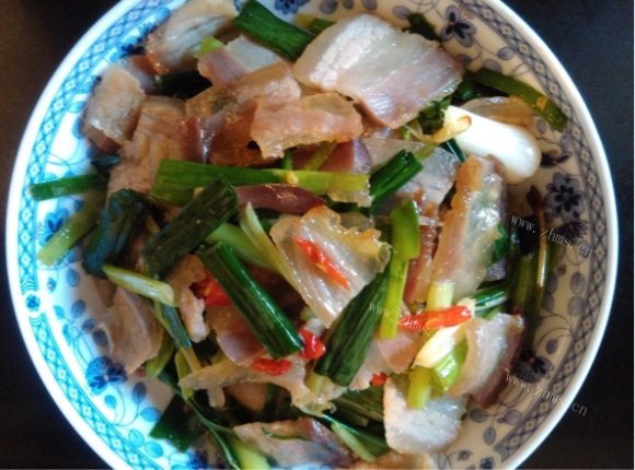 美味的蒜苗炒腊肉