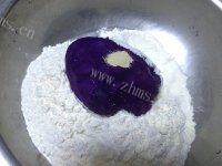 DIY紫薯玫瑰花卷做法图解4)