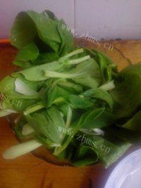 油菜炒肉自制做法图解1)