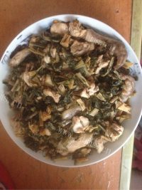 美味的鸡肉蒸芥菜干做法图解6)