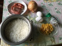 好吃的香肠玉米蛋炒饭做法图解1)