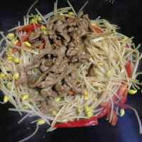 特色美食豆芽炒肉做法图解6)