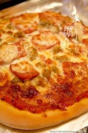 自制牛肉粒火腿pizza