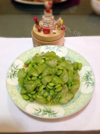 家常菜丝瓜炒毛豆