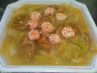 美味的鲜虾白菜汤做法图解16)